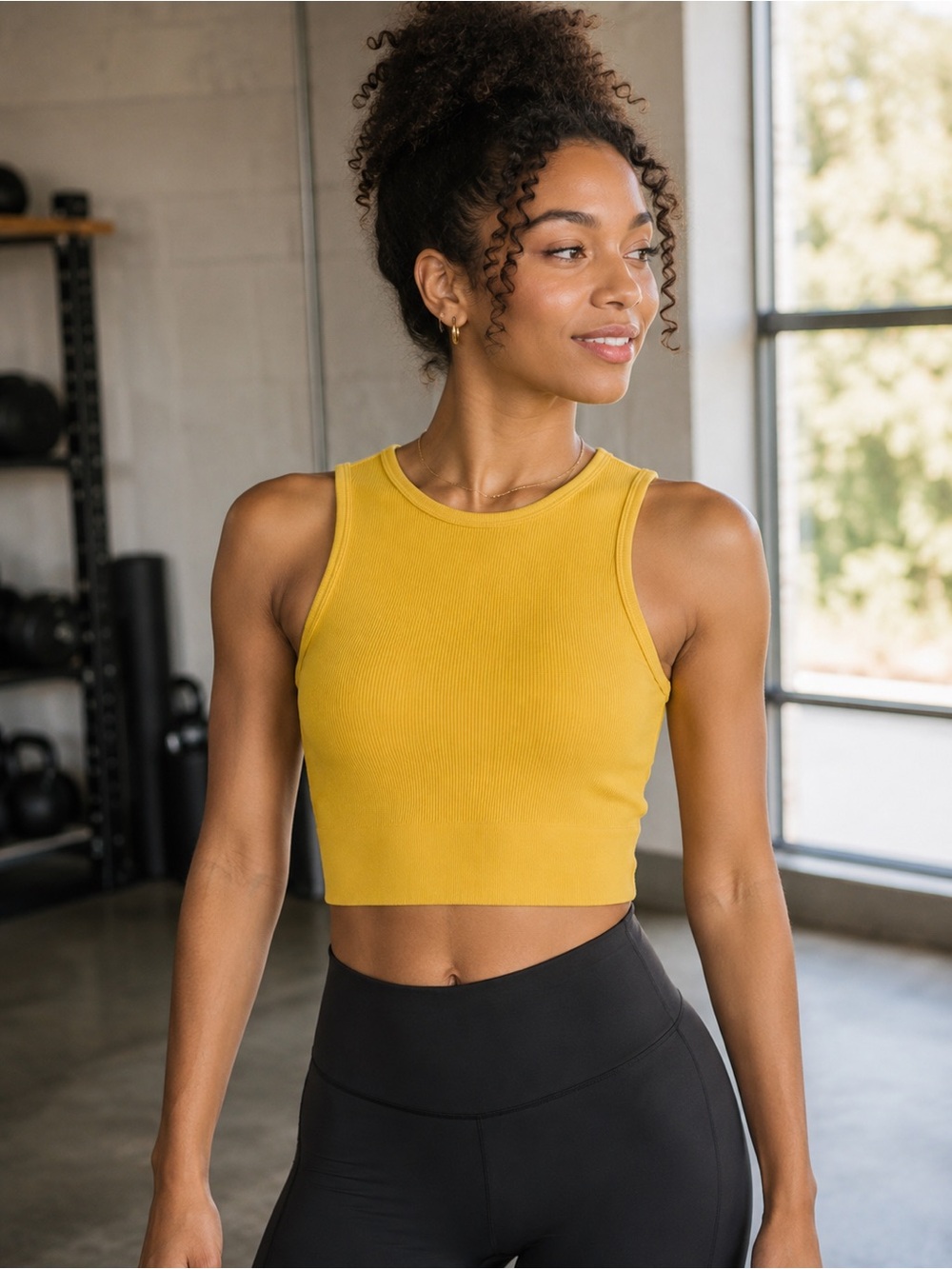 DSG | Mustard Yellow Sleeveless Ribbed Crop Top NWOT | Size Small